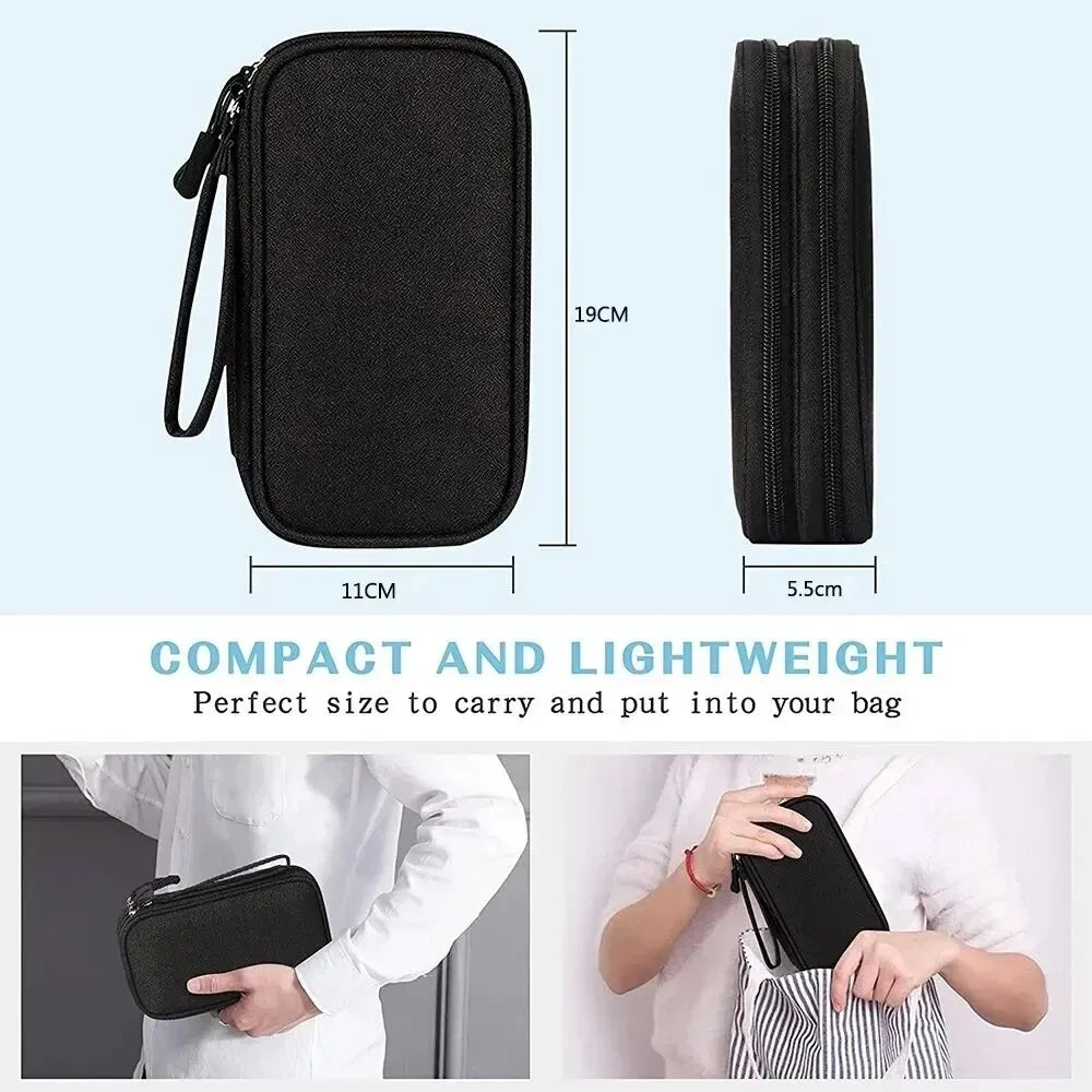 Travel Electronics Cable Organizer Case Waterproof Double Layer Storage Bag
