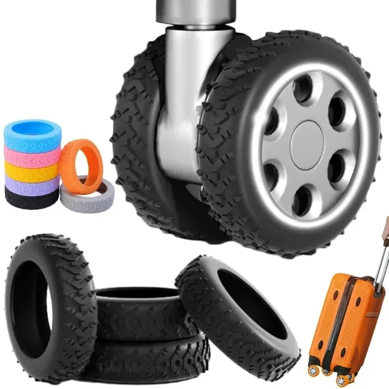 1 - 24Pcs Silicone Luggage Wheel Protectors Travel Noise Cover Case Accessories