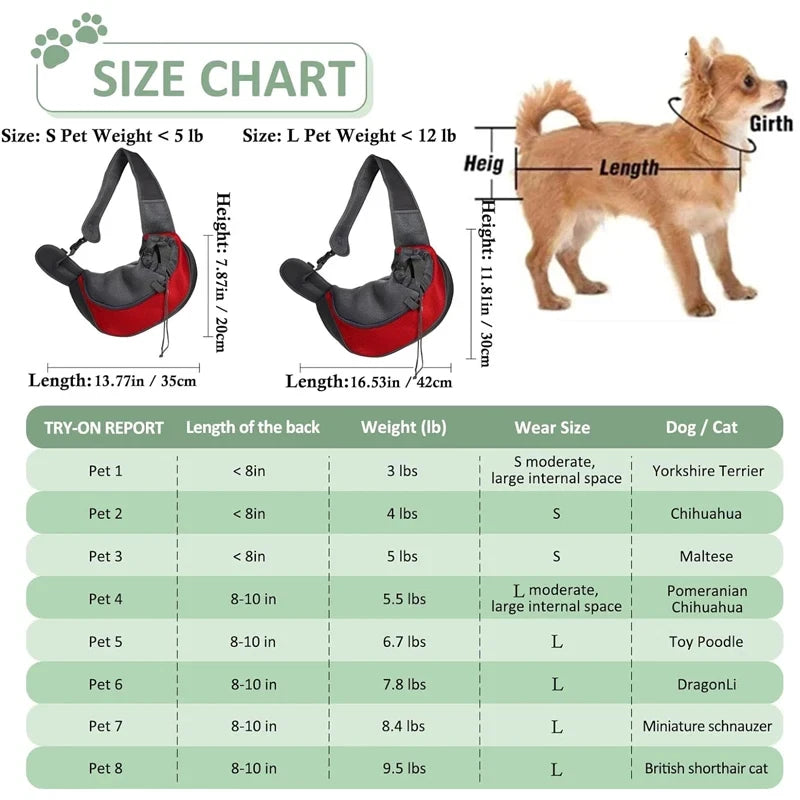 For Pet Dog Cat Carrier Sling Backpack Travel Tote Mesh Shoulder Bag Crossbody