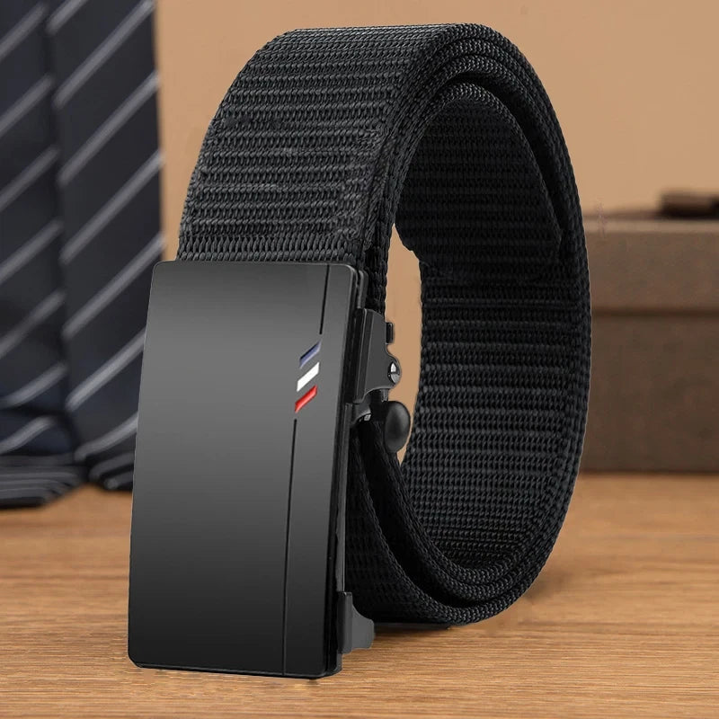 Men's Nylon Woven Belt Toothless Automatic Buckle Outdoor Sport Fashion Strap