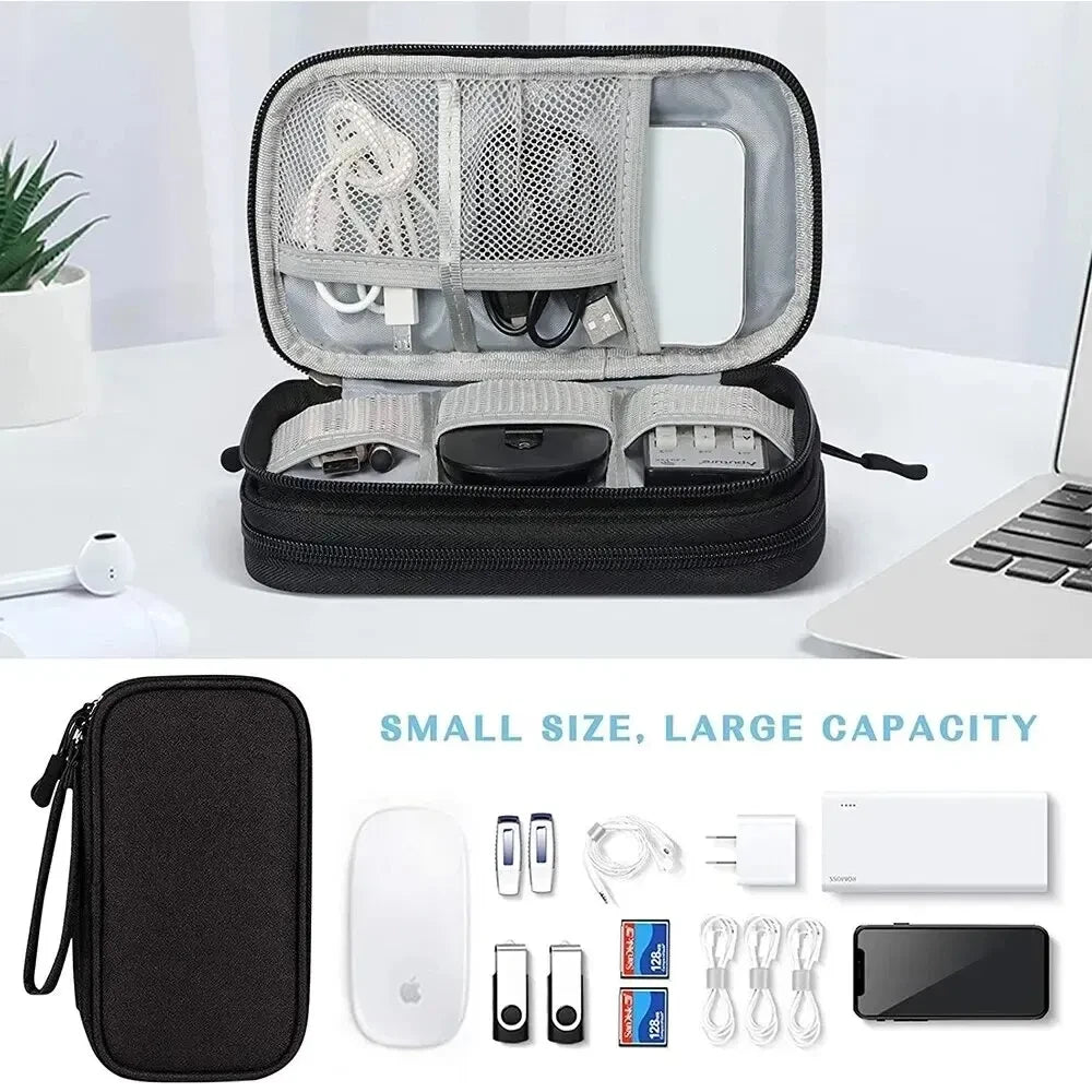 Travel Electronics Cable Organizer Case Waterproof Double Layer Storage Bag