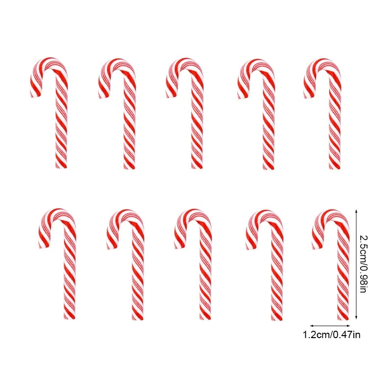 10/30/50Pcs Mini Candy Cane Christmas Decorations Red White Resin Xmas Craft