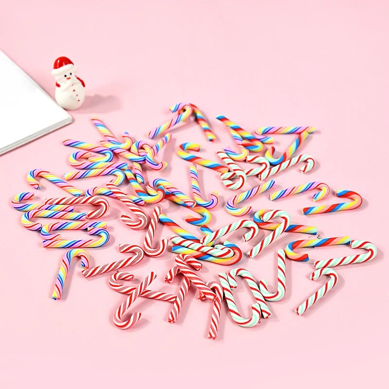 10/30/50Pcs Mini Candy Cane Christmas Decorations Red White Resin Xmas Craft