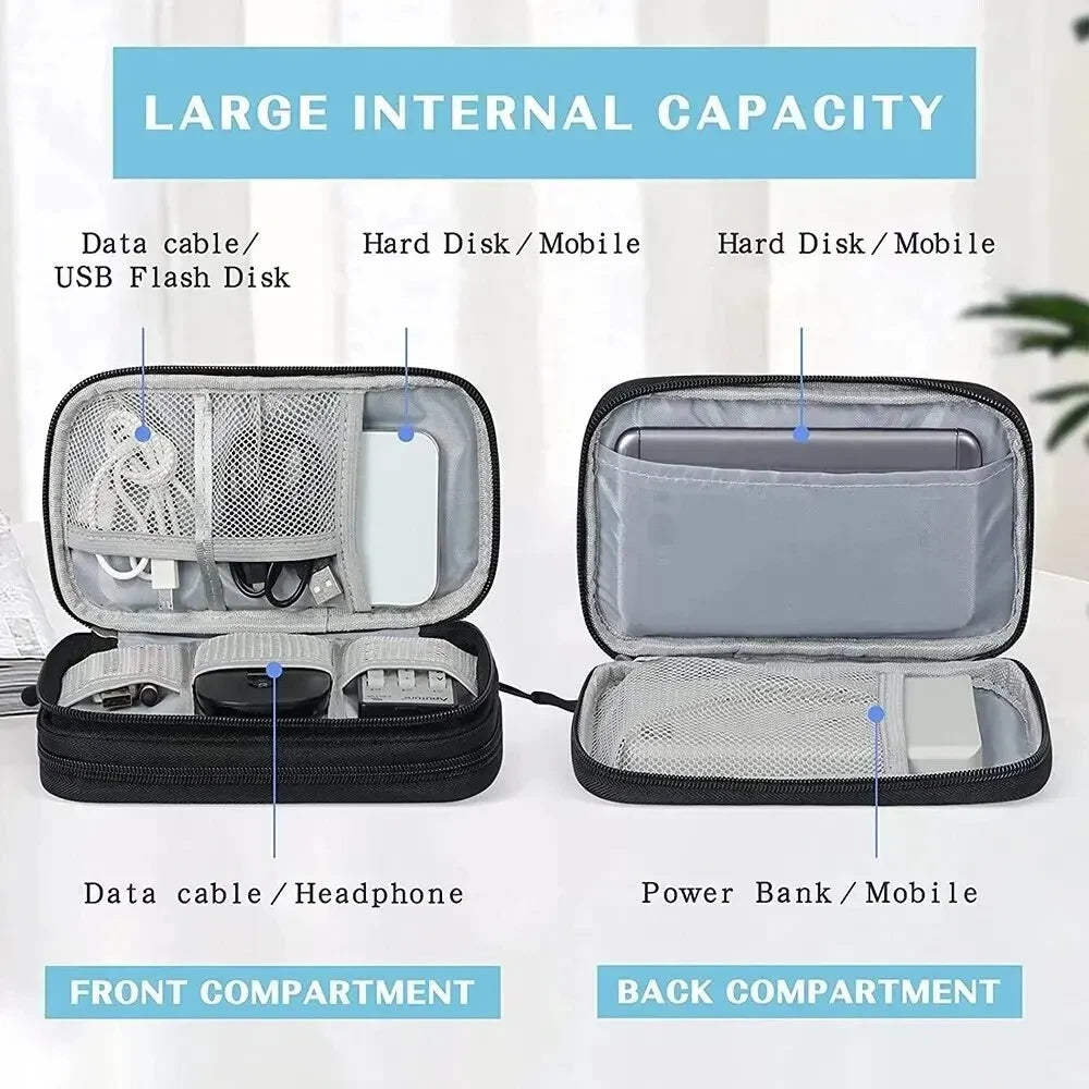 Travel Electronics Cable Organizer Case Waterproof Double Layer Storage Bag