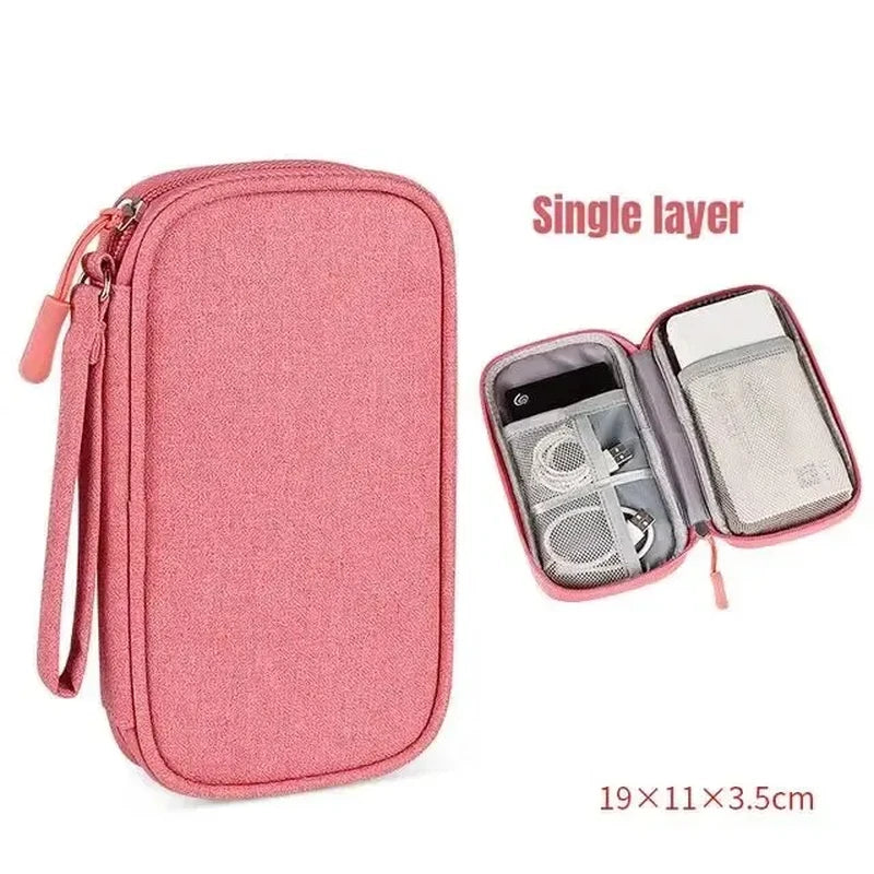Travel Electronics Cable Organizer Case Waterproof Double Layer Storage Bag