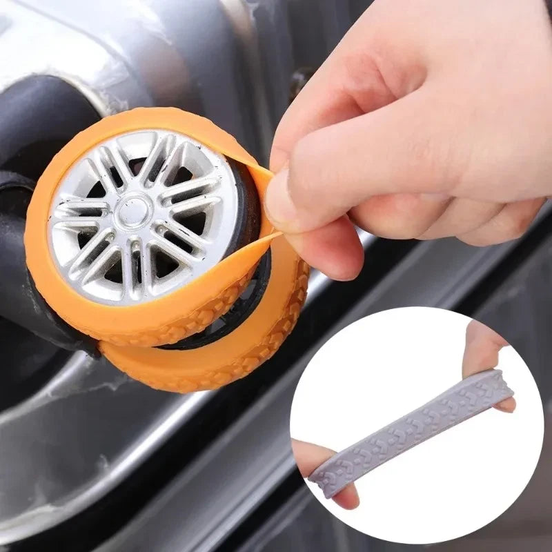 1 - 24Pcs Silicone Luggage Wheel Protectors Travel Noise Cover Case Accessories